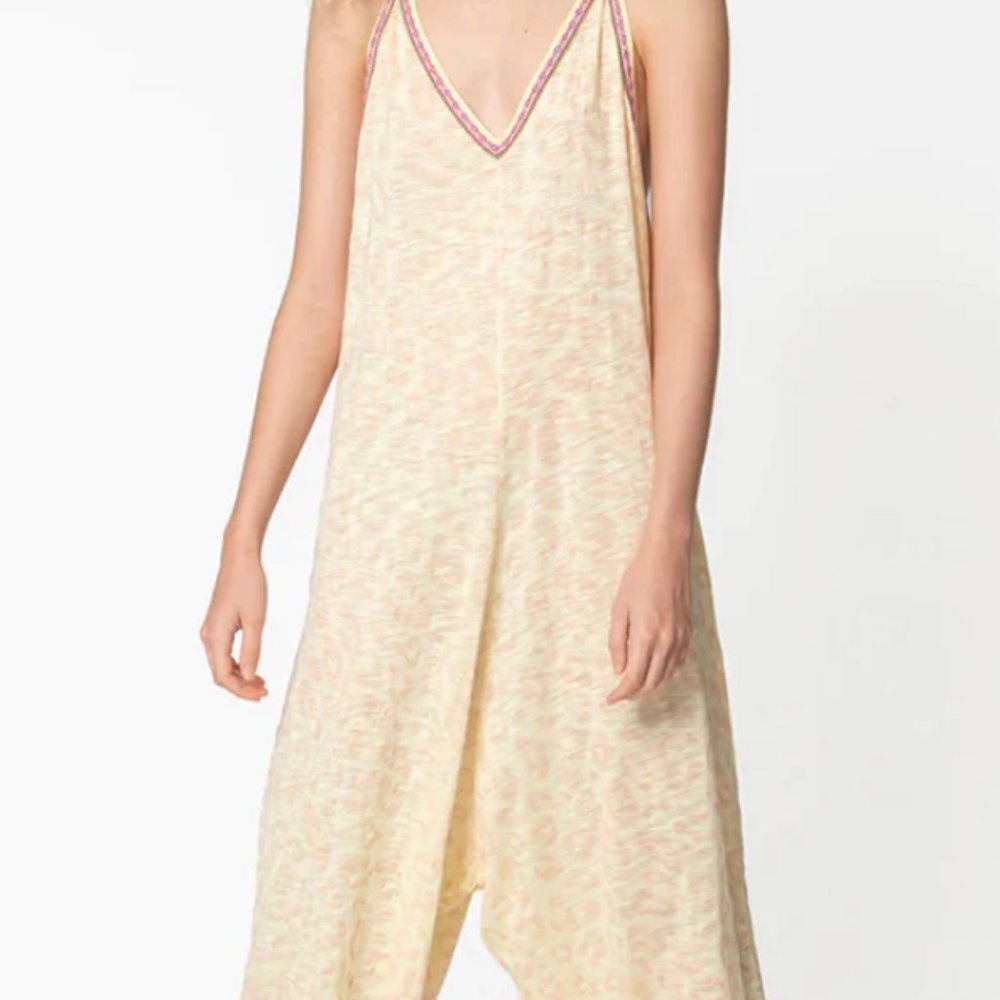 Pitusa Pima Yellow Cheetah Jumpsuit - Size Petitite